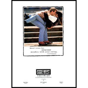 1992 Code West Footwear Cowboy Boots Vintage Print Ad Denim Jeans Wall Art